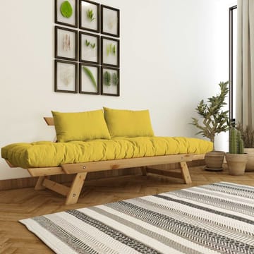 Zylar 2-seter Utfellbar Sovesofa i Gul/natur Stoff med Treramme - Gul|Brun - Møbler - Sofaer - Sovesofaer - 2 seters sovesofa