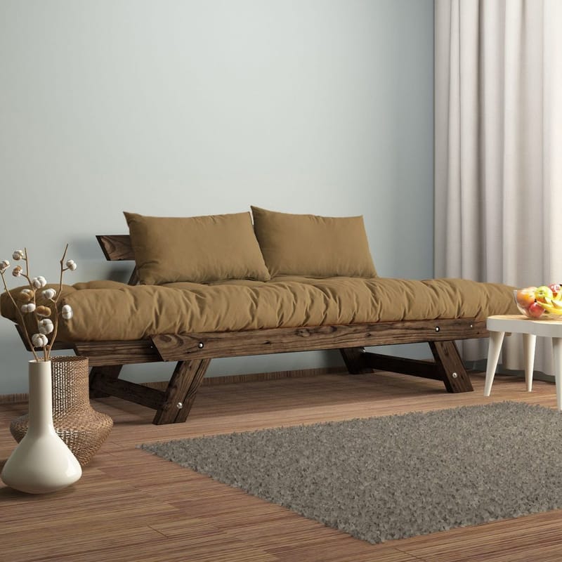 Zylar 2-seter Utfellbar Sovesofa i Stoff med Treramme - Brun - Møbler - Sofaer - Sovesofaer - 2 seters sovesofa