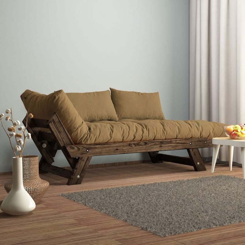 Zylar 2-seter Utfellbar Sovesofa i Stoff med Treramme - Brun - Møbler - Sofaer - Sovesofaer - 2 seters sovesofa