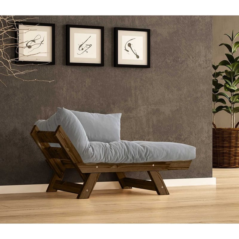 Zylar 2-seter Utfellbar Sovesofa med Treramme 75x140 cm i Lin - Grå - Møbler - Sofaer - Sovesofaer - 2 seters sovesofa