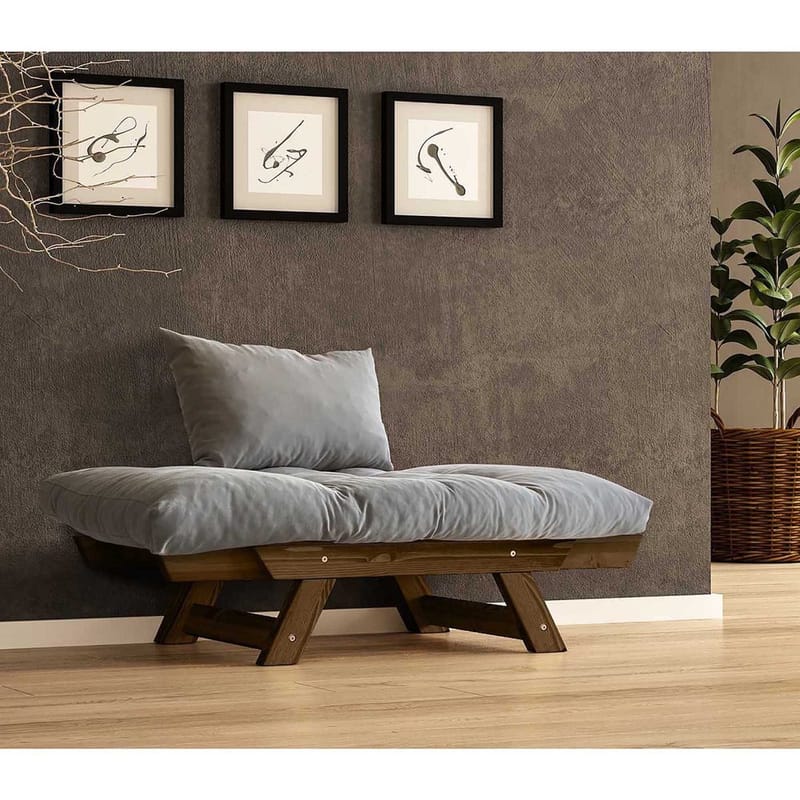 Zylar 2-seter Utfellbar Sovesofa med Treramme 75x140 cm i Lin - Grå - Møbler - Sofaer - Sovesofaer - 2 seters sovesofa