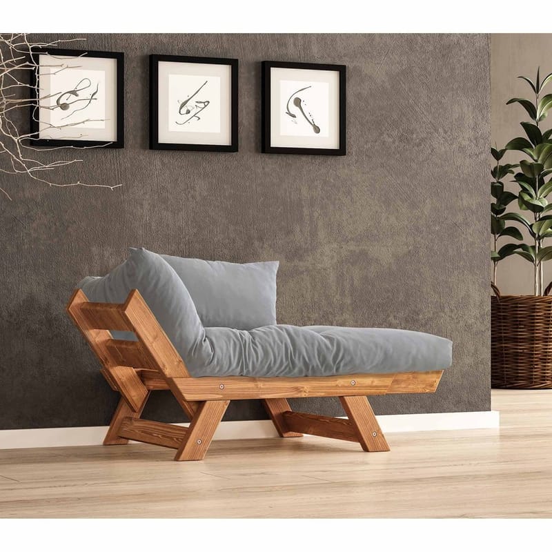 Zylar 2-seter Utfellbar Sovesofa med Treramme 75x140 cm i Lin - Grå|Brun - Møbler - Sofaer - Sovesofaer - 2 seters sovesofa