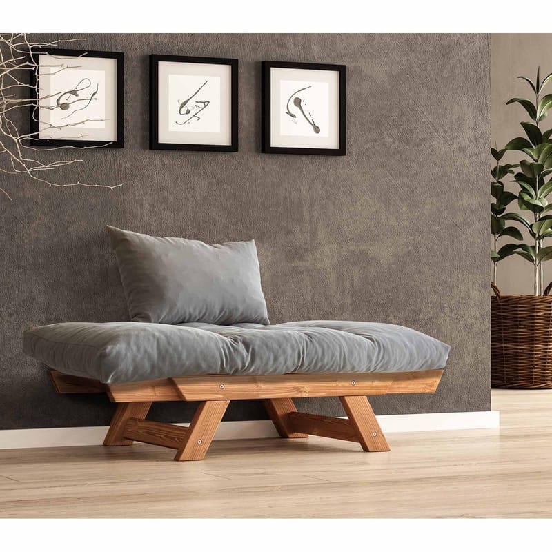 Zylar 2-seter Utfellbar Sovesofa med Treramme 75x140 cm i Lin - Grå|Brun - Møbler - Sofaer - Sovesofaer - 2 seters sovesofa