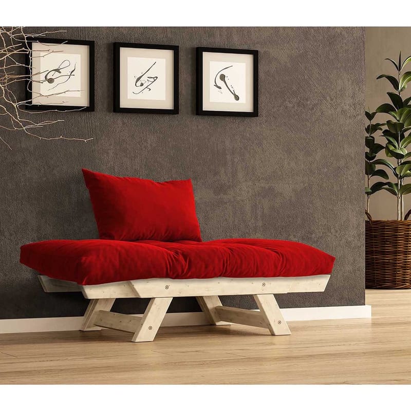 Zylar 2-seters Sovesofa - Natur/Rød - Møbler - Sofaer - Sovesofaer - 2 seters sovesofa