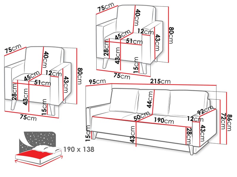 sovesofagruppe OVIEDO Verita 03 - beige - Møbler - Sofaer - Sofagrupper