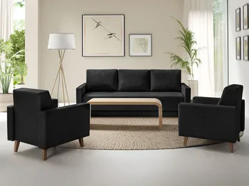 sovesofagruppe OVIEDO Verita 98 - svart - Møbler - Sofaer - Sofagrupper