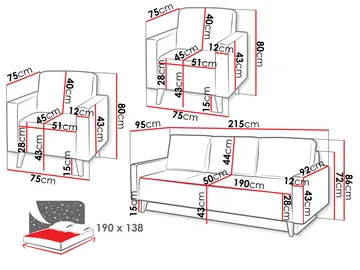 sovesofagruppe OVIEDO Verita 98 - svart - Møbler - Sofaer - Sofagrupper