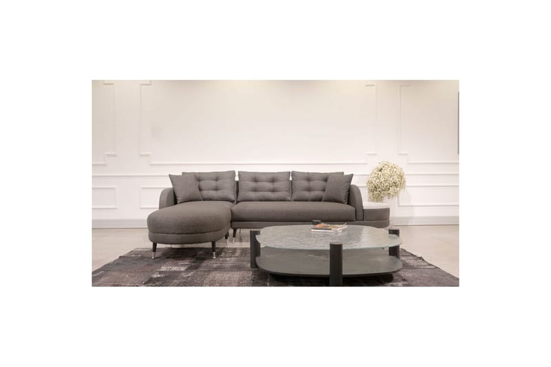 Sufian 3-seters sofa med Divan - Antrasitt - Møbler - Sofaer - Sofaer med sjeselong - 3 seters sofa med divan