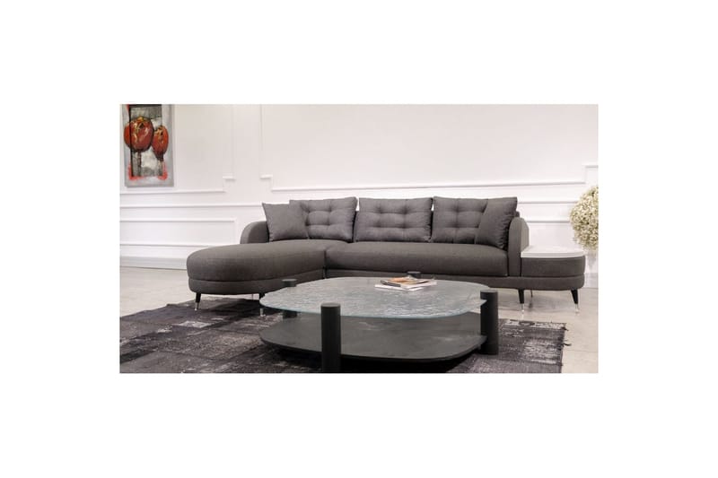 Sufian 3-seters sofa med Divan - Antrasitt - Møbler - Sofaer - Sofaer med sjeselong - 3 seters sofa med divan