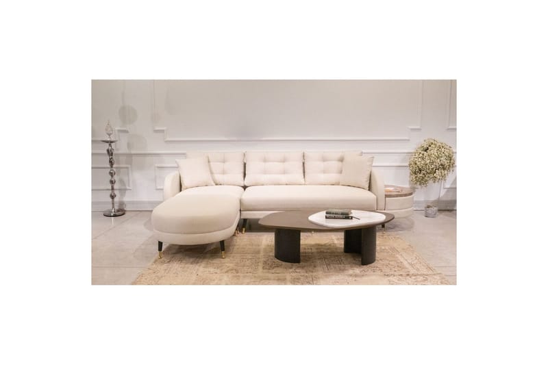 Sufian 3-seters sofa med Divan - Cremehvit - Møbler - Sofaer - Sofaer med sjeselong - 3 seters sofa med divan