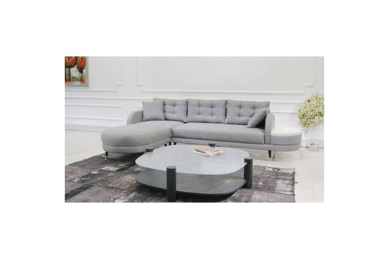 Sufian 3-seters sofa med Divan - Mørkegrå - Møbler - Sofaer - Sofaer med sjeselong - 3 seters sofa med divan