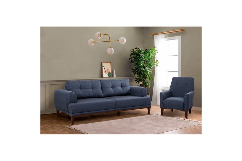 Sufian sofagruppe 2-seter - Brun/Mørkeblå - Møbler - Sofaer - Sofagrupper