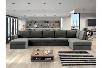 Taberk Sofa med Sjeselong og Divan 5-seter - Grå - Møbler - Sofaer - Fløyelssofaer