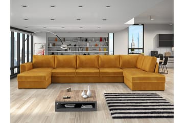 Taberk Sofa med Sjeselong og Divan 5-seter - Gul - Møbler - Sofaer - Fløyelssofaer