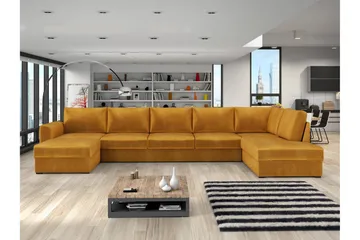 Taberk Sofa med Sjeselong og Divan 5-seter - Gul - Møbler - Sofaer - Fløyelssofaer