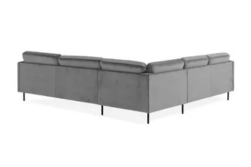 Teodin Hjørnesofa Fløyel - Lysegrå - Møbler - Sofaer - Hjørnesofaer