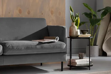 Teodin Hjørnesofa Fløyel - Lysegrå - Møbler - Sofaer - Hjørnesofaer