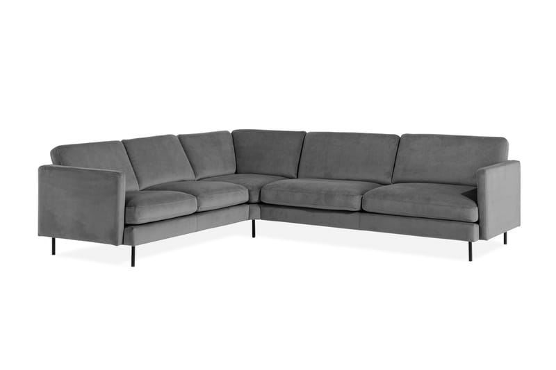 Teodin Hjørnesofa Fløyel - Lysegrå - Møbler - Sofaer - Hjørnesofaer