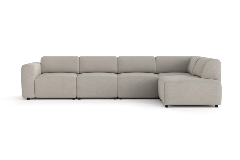 Torvasen 5-seters sofa med divan høyre i stoff, Lys grå