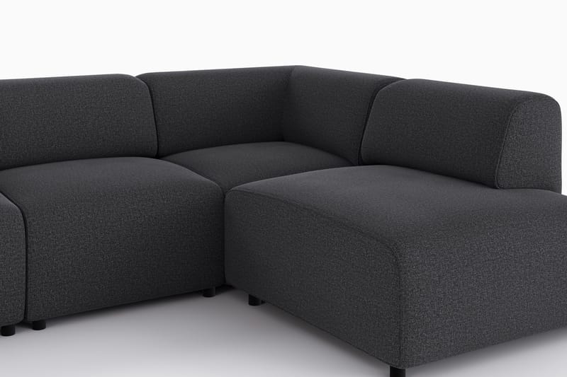 Torvasen 5-seters sofa med divan høyre i stoff - Svart - Møbler - Sofaer - Sofaer med sjeselong