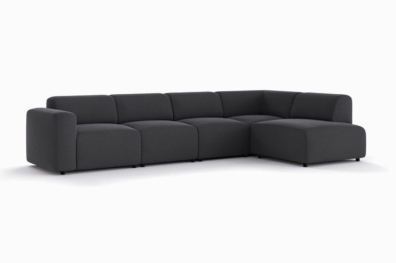 Torvasen 5-seters sofa med divan høyre i stoff - Svart - Møbler - Sofaer - Sofaer med sjeselong