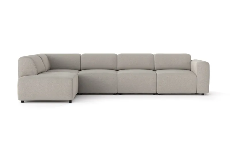 Torvasen 5-seters sofa med divan venstre i stoff, Lys grå