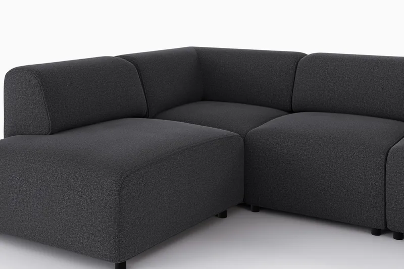 Torvasen 5-seters sofa med divan venstre i stoff - Svart - Møbler - Sofaer - Sofaer med sjeselong