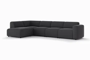 Torvasen 5-seters sofa med divan venstre i stoff - Svart - Møbler - Sofaer - Sofaer med sjeselong