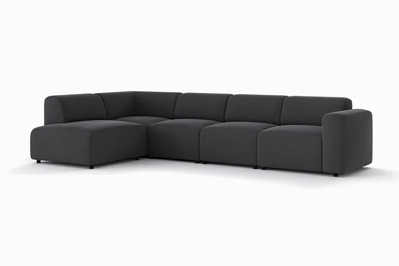 Torvasen 5-seters sofa med divan venstre i stoff - Svart - Møbler - Sofaer - Sofaer med sjeselong