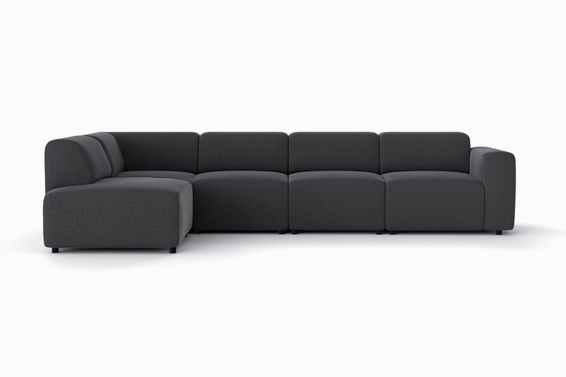 Torvasen 5-seters sofa med divan venstre i stoff, Svart