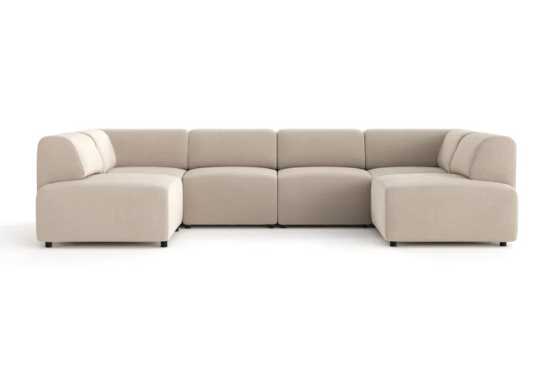 Torvasen 6-seters sofa med dobbeldivan i stoff, Beige