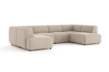 Torvasen 6-seters sofa med dobbeldivan i stoff - Beige - Møbler - Sofaer - U-sofa