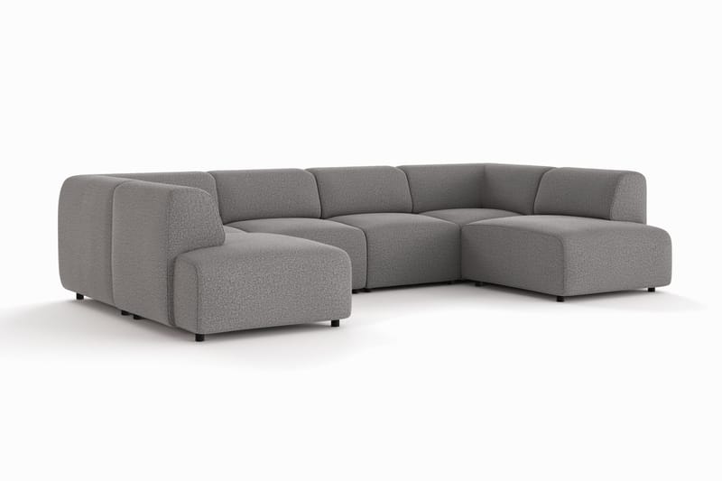 Torvasen 6-seters sofa med dobbeldivan i stoff - Grå - Møbler - Sofaer - U-sofa