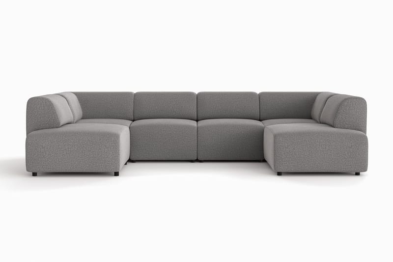 Torvasen 6-seters sofa med dobbeldivan i stoff, Grå