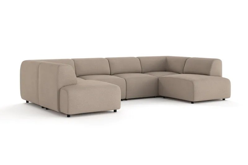 Torvasen 6-seters sofa med dobbeldivan i stoff - Greige - Møbler - Sofaer - U-sofa