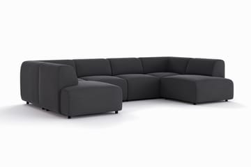 Torvasen 6-seters sofa med dobbeldivan i stoff - Svart - Møbler - Sofaer - U-sofa