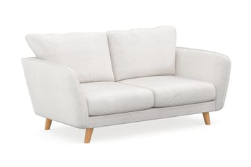 Trend Lyx 2-seter Sofa med Utsvungne Armlener i Bouclé med Trebein - Hvit - Møbler - Sofaer - 2 seter sofa
