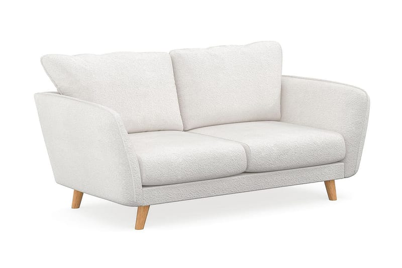 Trend Lyx 2-seter Sofa med Utsvungne Armlener i Bouclé med Trebein - Hvit - Møbler - Sofaer - 2 seter sofa