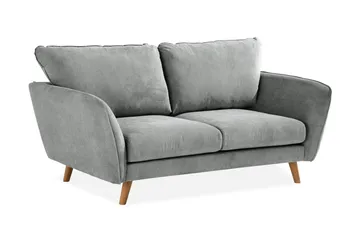 Trend Lyx 2-seter Sofa med Utsvungne Armlener i Grått Stoff med Trebein - Grå - Møbler - Sofaer - 2 seter sofa