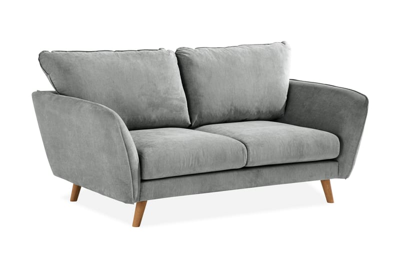 Trend Lyx 2-seter Sofa med Utsvungne Armlener i Grått Stoff med Trebein - Grå - Møbler - Sofaer - 2 seter sofa