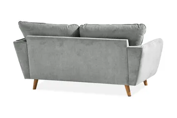 Trend Lyx 2-seter Sofa med Utsvungne Armlener i Grått Stoff med Trebein - Grå - Møbler - Sofaer - 2 seter sofa