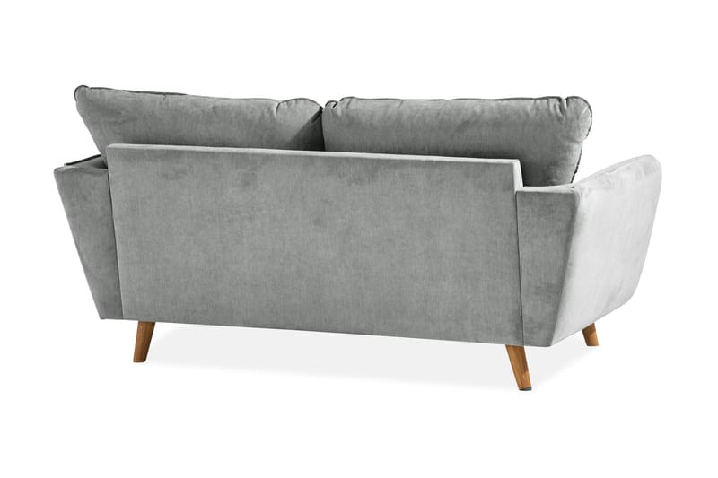 Trend Lyx 2-seter Sofa med Utsvungne Armlener i Grått Stoff med Trebein - Grå - Møbler - Sofaer - 2 seter sofa