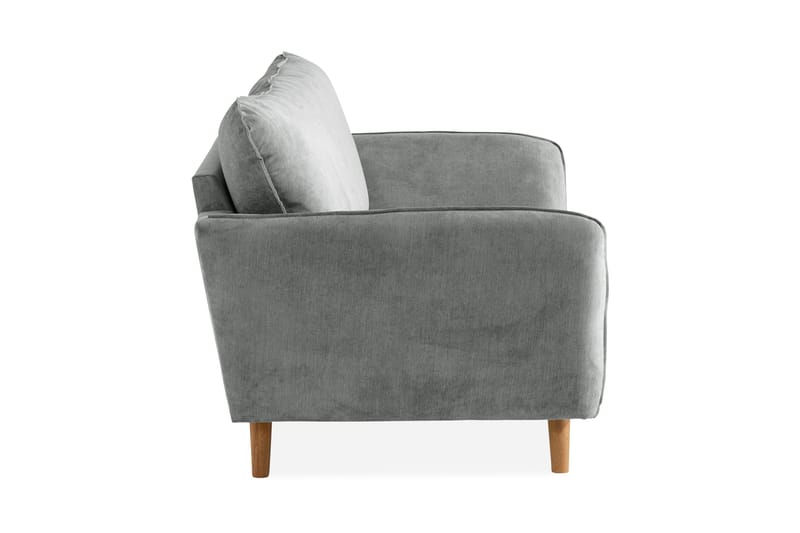 Trend Lyx 2-seter Sofa med Utsvungne Armlener i Grått Stoff med Trebein - Grå - Møbler - Sofaer - 2 seter sofa