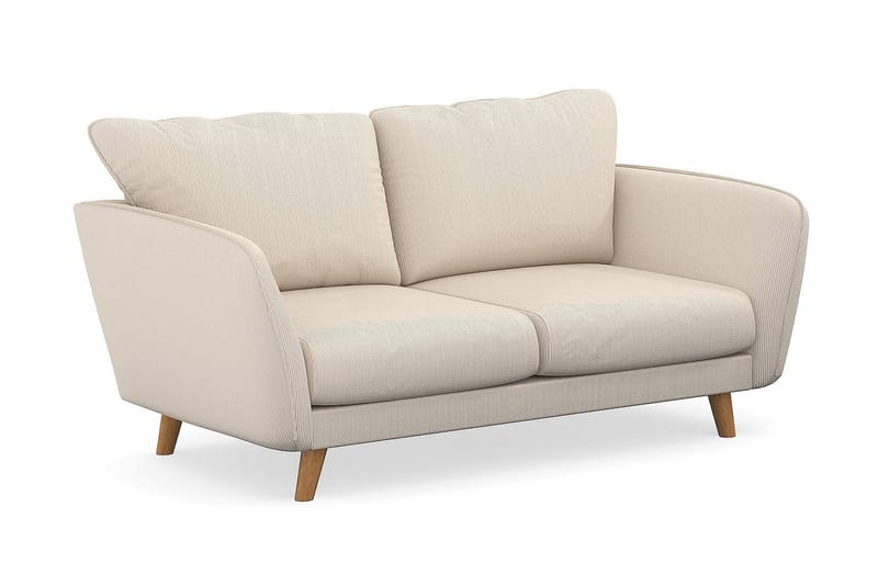Trend Lyx 2-seter Sofa med Utsvungne Armlener i Kordfløyel med Trebein - Beige - Møbler - Sofaer - 2 seter sofa