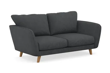 Trend Lyx 2-seter Sofa med Utsvungne Armlener i Kordfløyel med Trebein - Grå - Møbler - Sofaer - 2 seter sofa