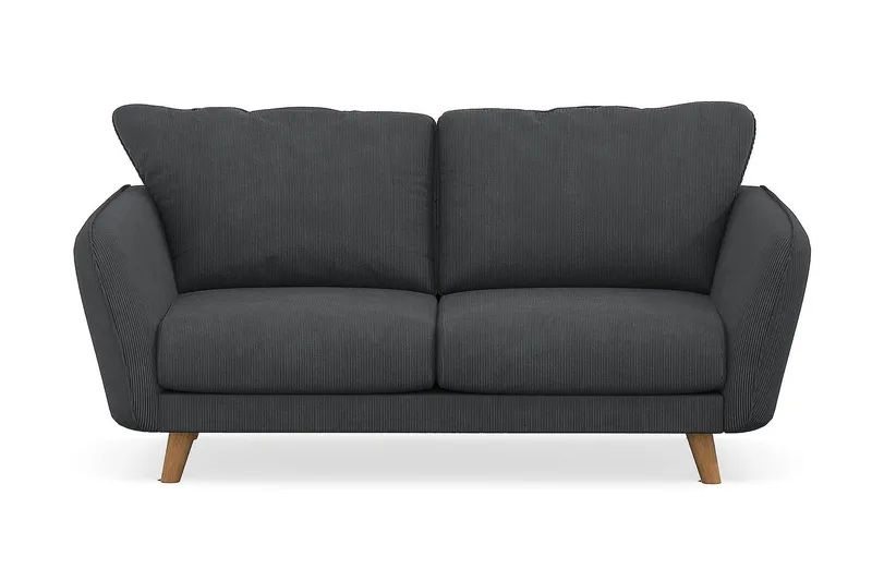 Trend Lyx 2-seter Sofa med Utsvungne Armlener i Kordfløyel med Trebein, Grå