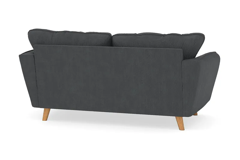 Trend Lyx 2-seter Sofa med Utsvungne Armlener i Kordfløyel med Trebein - Grå - Møbler - Sofaer - 2 seter sofa