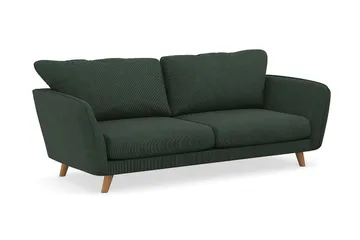 Trend Lyx 3-seters Sofa med Vinklede Armlener i Kordfløyel - Mørkegrønn - Møbler - Sofaer - 3 seter sofa