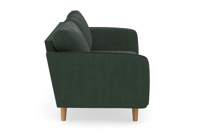 Trend Lyx 3-seters Sofa med Vinklede Armlener i Kordfløyel - Mørkegrønn - Møbler - Sofaer - 3 seter sofa