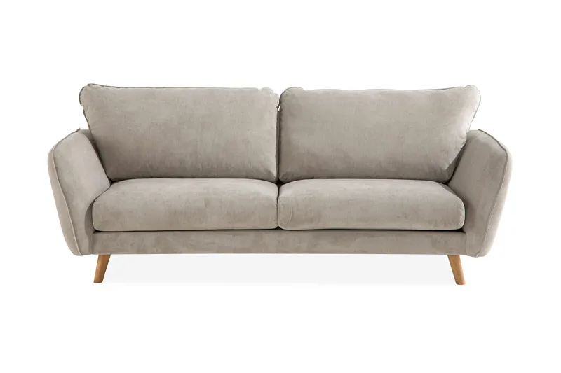 Trend Lyx 3-seters Sofa med Vinklede Armlener i Stoff, Beige